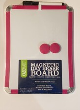 Casemate Magnetic Dry Erase Board 8.5 x 11" One Marker  2 Magnets Pink White