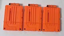 Nerf N-Strike Elite AG2-4 Soft Dart Gun 6 Round Magazine Clips Solid Orange 3 Pc