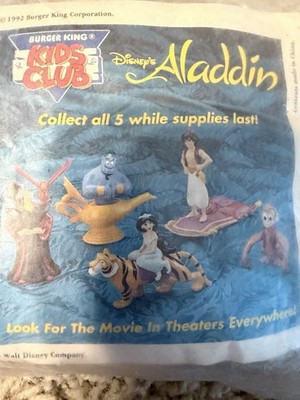 1992 Burger King kids Club - Disneys Aladdin- Complete Set Of 5
