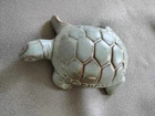 Vintage FRANKOMA Pottery Prairie Green Glazed Turtle Figurine Paperweight NOS