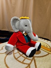 1988 Gund Babar the Elephant Approx 14" Red Suit Stuffed Animal Plush