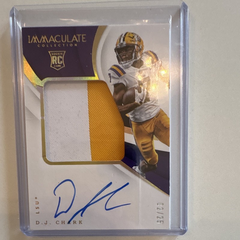 Panini 2018 Immaculate Collegiate Football DJ Chark LSU RC Patch Auto #120 /25