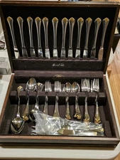 Yamazaki - Cara -Gold Accent.  12- 5 Piece Settings & 8 Serving In Storage Box