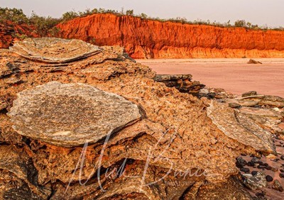 Wandbild ''Dinosaurier Fußabdrücke, Dampier Creek'' Broome Western Australia A4 Druck 