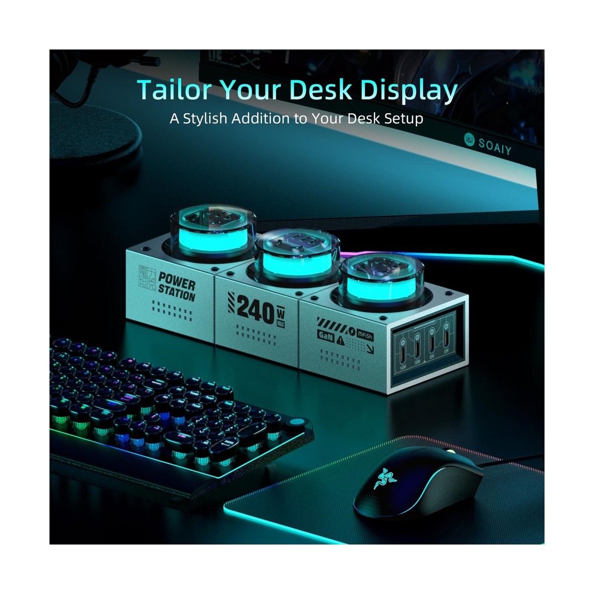 Mfish 7-in-1 Fast Charging Station, 240W GaN Desktop Charging  display picture 1