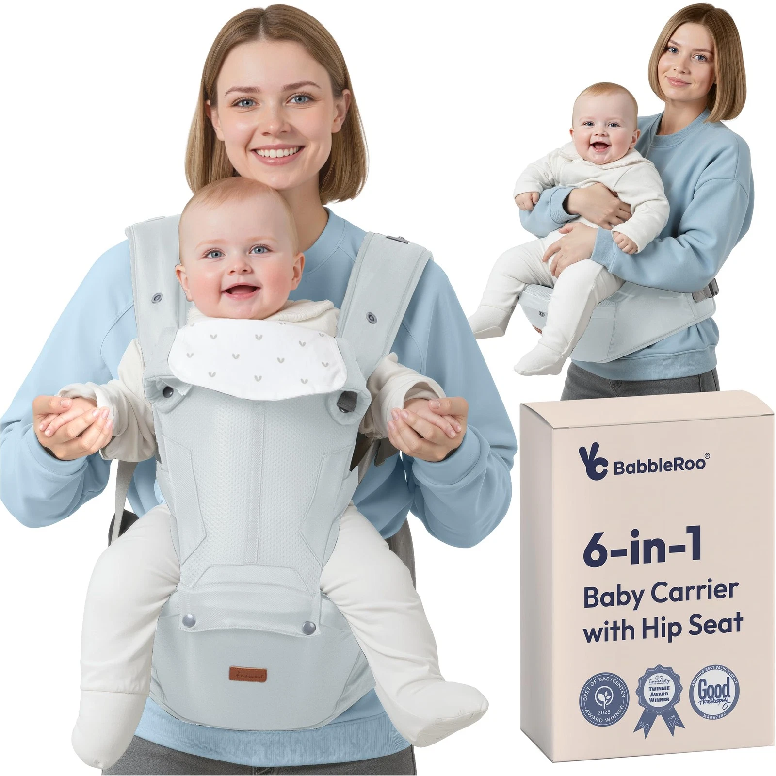 6-in-1 Baby Carrier with Hip Seat, Ergonomic Newborn to Toddler Carrier 7–50 ...