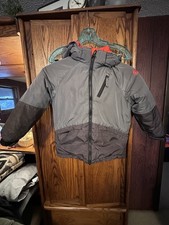 Kids Snozu Size 5 Winter Hooded Jacket Grey and Black with Pockets Zip Up