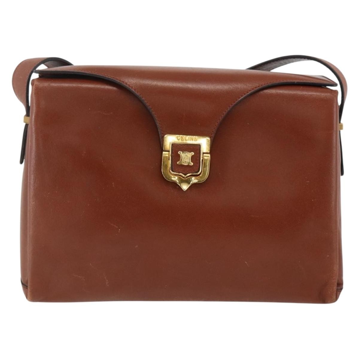 Celine Triomphe Shoulder Bag Leather Brown Leather Shoulder Bag Bag (Pre-Owned)