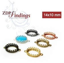 10pcs Oval 14x10mm Quality Cast Bezel Cup Connector Setting - ZDP Findings USA