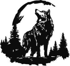 Moonlit Wolf Metal Wall Art - Nature  Wildlife Decor for Living Room...