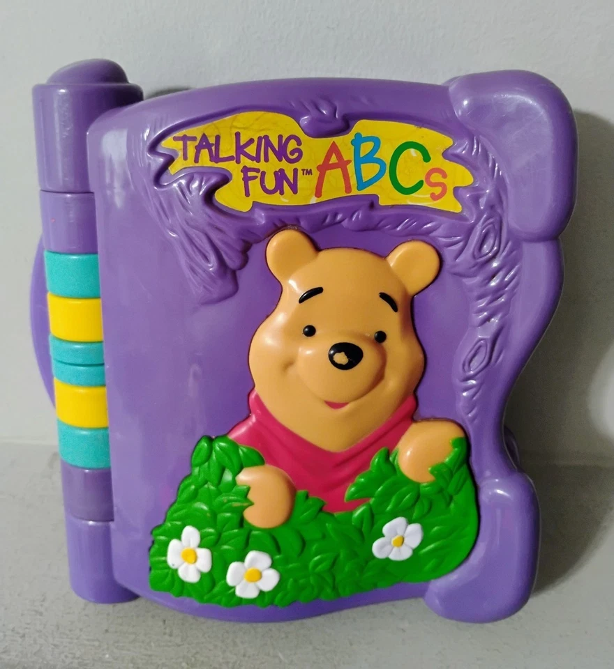 Vintage Disney Winnie Pooh sprechendes Spaß ABC Alphabet Buch Spielzeug FUNKTIONIERT