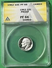 1962 Proof 66 Cameo Roosevelt Dime - ANACS Certified