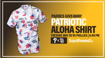    SIZE L San Diego Padres Patriotic Aloha Hawaiian Shirt 5/26/26