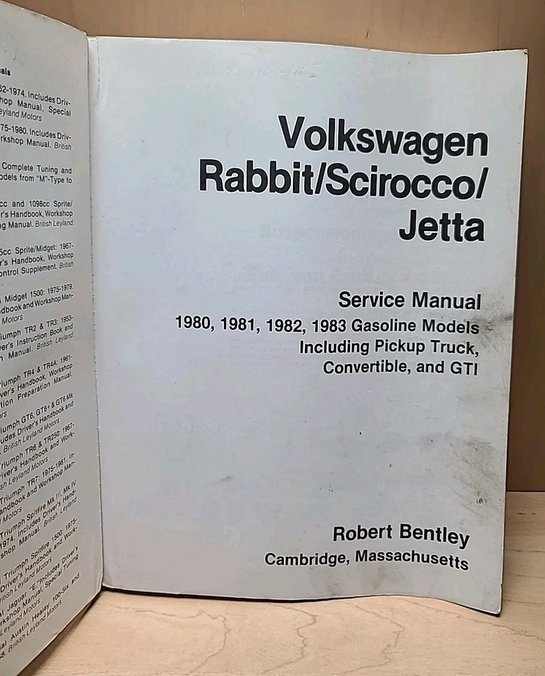 Volkswagen Rabbit Scirocco Jetta Service Manual 1980-1983 Gas Models 1981 1982 - Image 3 of 4