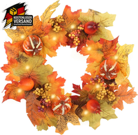 35Cm TüRkranz Herbstdeko Mit KüNstlicher Kleine KüRbis Beeren Ahornblattreben Hä