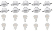10 PEZZI PORTA FARETTO TONDO IN GESSO CON PLEXIGLAS LAMPADINA GU10 4,5W 400 Lm