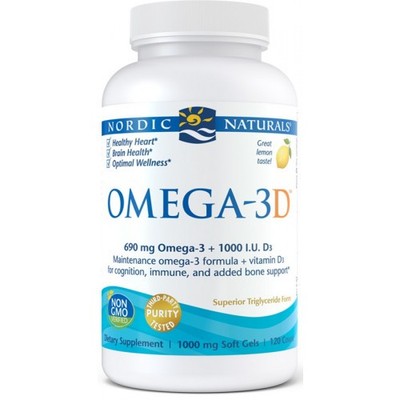 Nordic Naturals Omega-3D 690 mg Omega-3 + Vitamin D3 1000 IE 120 Weichkapseln mi