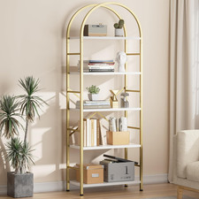 Bookshelf, Arched Bookshelf 5 Tier Bookcase Shelf for Cds/Books, Home Office Boo