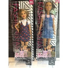Set of 2 Barbie Fashionistas #72 Overall Awesome & #81 Heart Dress Dolls NIB