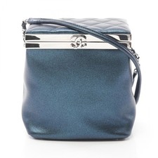 Chanel Coco Mark Leather Shoulder Bag Women Green One Size