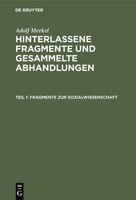 Fragmente Zur Sozialwissenschaft Adolf Merkel