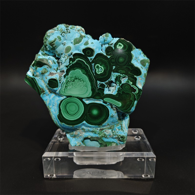 3.52LB Natural Malachite Quartz Mineral Specimen Crystal Reiki Home Decor +stand