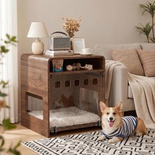 Dog Crate Furniture W/ Flip-Up Door PET Panel Small Dogs Breathable Pet-Safe