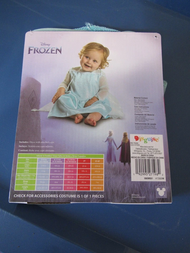 Nuevo Disfraz Disney Frozen Elsa Infantil Talla 12 18 Meses Azul Halloween Foto 4 de 4