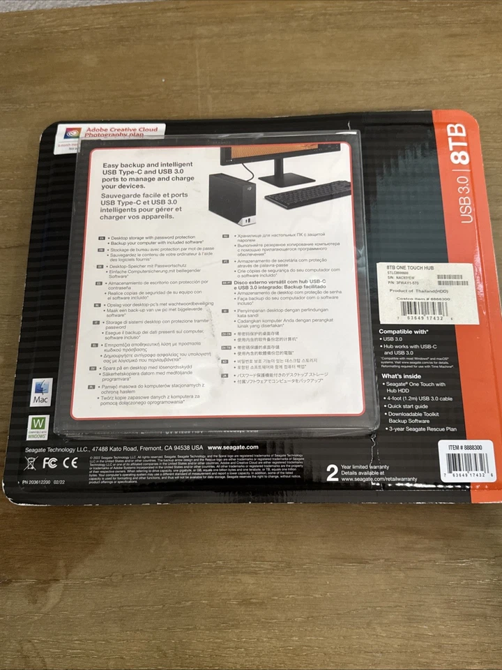 Seagate One Touch Hub 8TB External Desktop Hard Drive USB-C USB 3.0 New In Box - Image 3 of 4