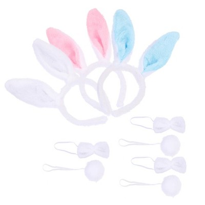Accessoires Lapin Cosplay - Bandeau Oreilles, Queue, Cravate - Peluche Douce - Pour Enfants Et Adultes - Fête Pâques Déguisement