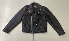 VTG Bermans Street Legal Korean Genuine Leather Biker Jacket 90s Y2K Size 36