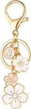 Initial Keychain Flower Charms for Key Cute Pink Letter Keyring for Backpack
