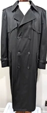 Vtg TOWNE LONDON FOG Mens Double Breasted Trench Coat USA Sherpa Liner 42L READ*