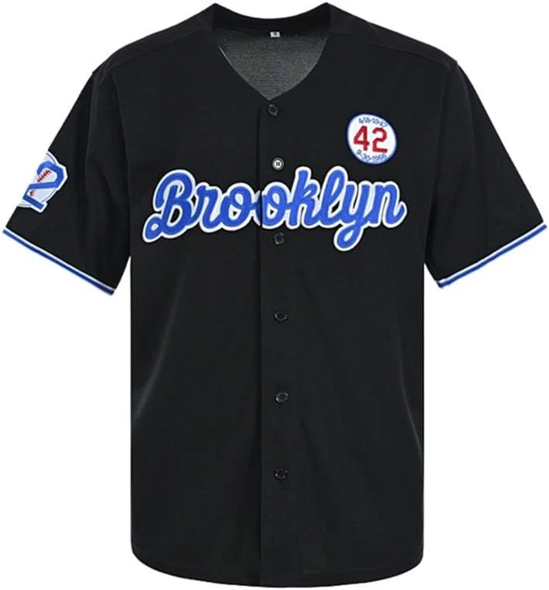 Men's Black Legend 42 Button-Down Baseball Jersey 90s Hip Hop Style