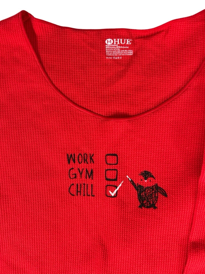 NWOT Hue Women's Soft Pj Pajamas Sleep Lounge Set, Red Black Dog Hearts, Size M - Image 3 of 4