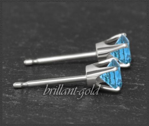 Ohrstecker in 585 Gold, aquamarin-blaue Topase 4, 5, 6, 7 mm, Gelbgold, Weißgold - Bild 9 von 16