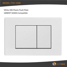 WHITE ABS FLUSH PLATE, GEBERIT SIGMA COMPATIBLE, LARGE SQUARE BUTTONS TY01-ASW