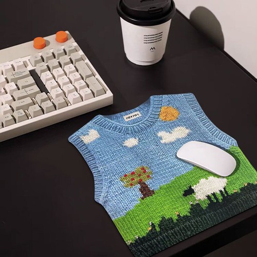 Creative Cute Sweater Printed Mouse Pad Anti-slip Thickened Keyboard Mice Mat - Photo 5/20