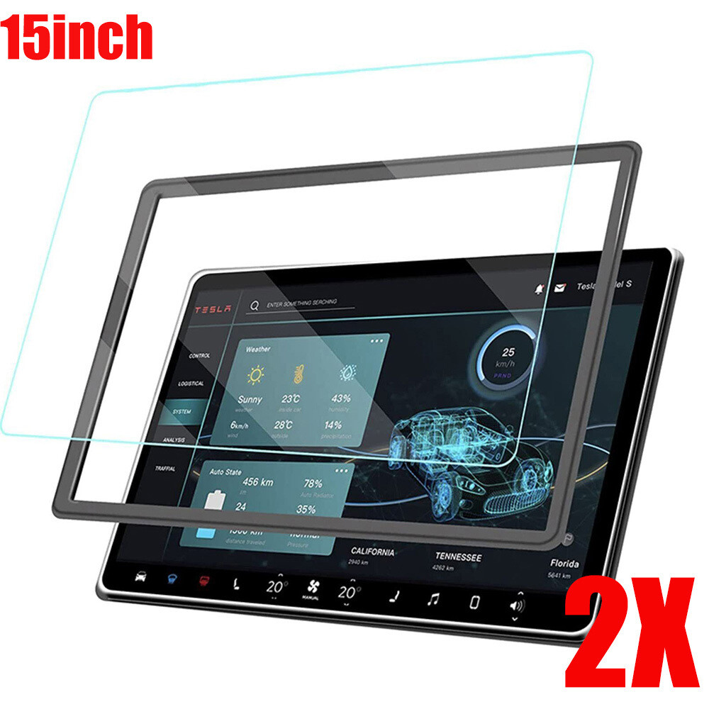 2X 15" Tempered Glass Film Screen Protector fr Tesla Model 3/Y Navigation Center