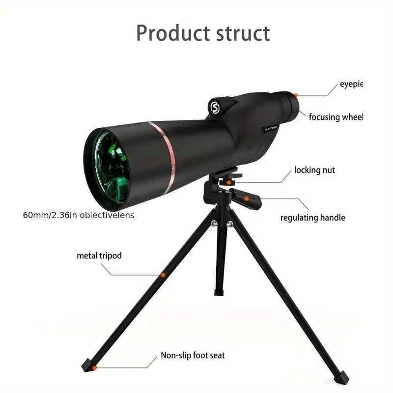 25-75x60 Spektiv mit Stativ für Zielschießen Bogenschießen Vogelbeobachtung Mond - Bild 3 von 4