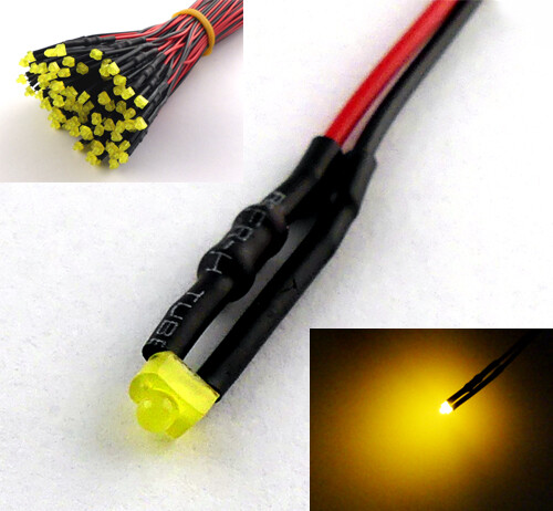 1,8mm 2mm 3mm 5mm 12V LED mit 20cm Kabel AUSWAHL  klar matt auto RGB UV - Bild 13 von 60