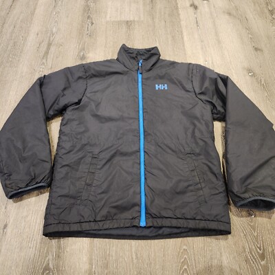 Helly Hansen Jacket Mens Large Full Zip Black Logo Primaloft Insulated Outdoor
