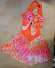 NWOT Dance Costume Latin Flair Skort Dress Petite adult tap romper fits ch 10C 