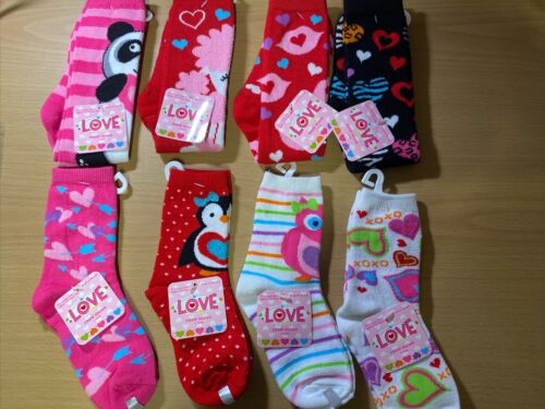 Girls Lot Mix Of 8 Love Knee Highs & Crew Socks 6-8 1/2 New - Picture 1 of 3