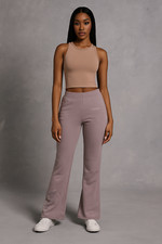 Civil Regime Flare Sweatpants Woman XLarge Lilac Rose Flame Embroidered