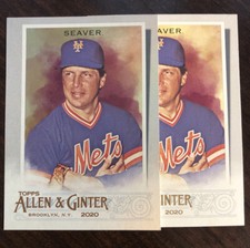 TOM SEAVER 2020 TOPPS ALLEN AND GINTER SILVER FOIL HOT BOX & Base Card #138 METS