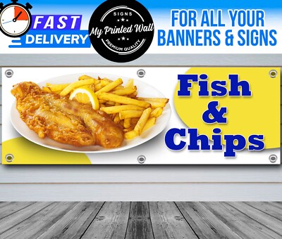 Fish and Chips Shop Banner, Ladenwerbung, Cafe, Restaurant, Imbiss
