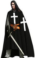Medieval Tunic Templar Knight Halloween Costume Hooded Cap Cloak Renaissance SCA