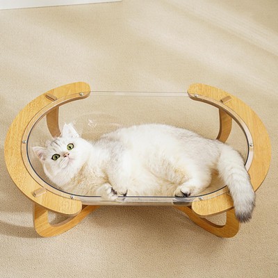 Space Capsule Katzenbett Holzständer Universal kleine Haustiere Bett Spielzeug für Kätzchen Katze