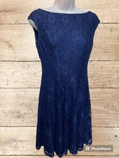 Ralph Lauren Dress Navy Lace Overlay ALine Cap Sleeve size 2p